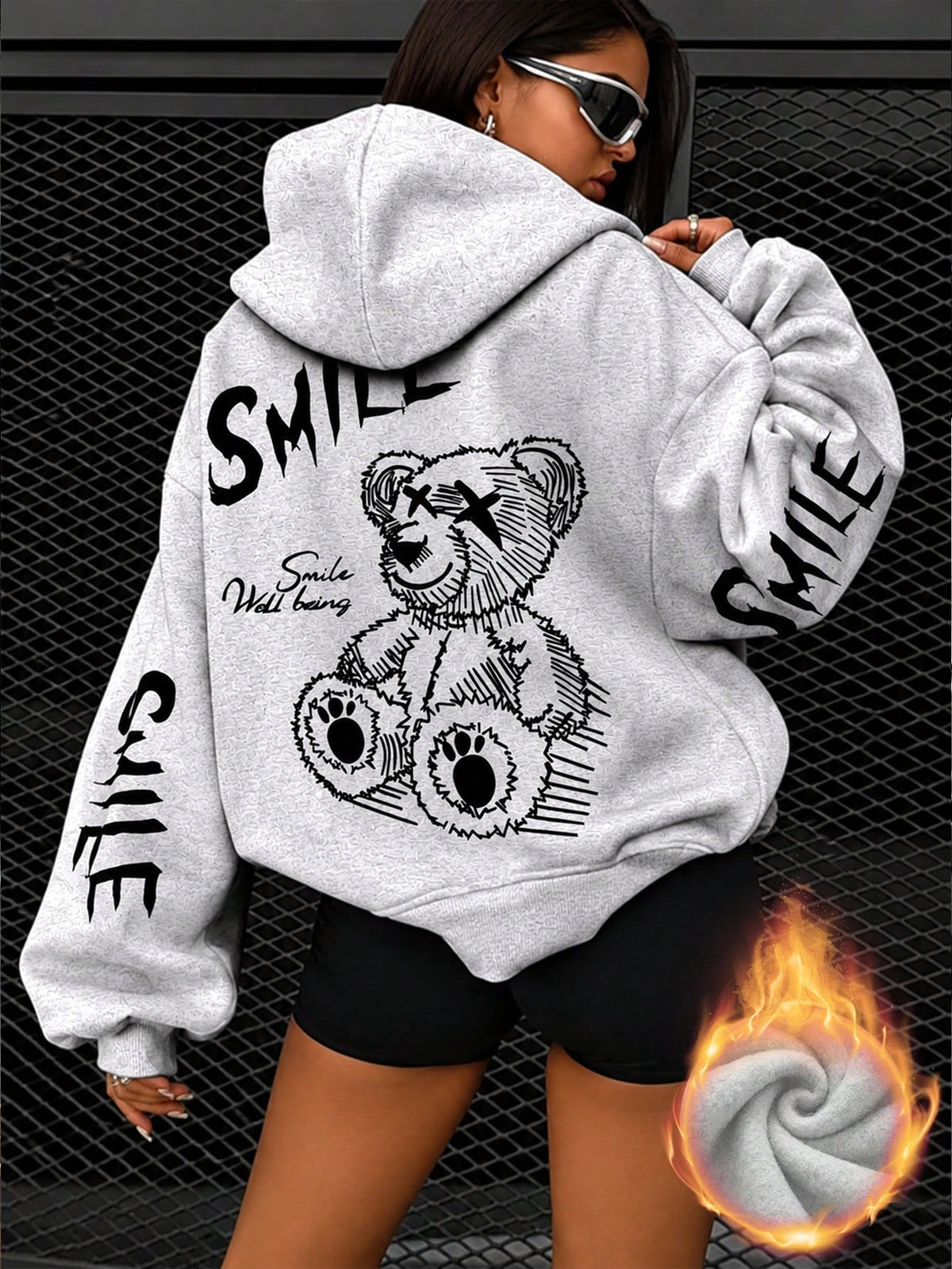 SXV Smile Printed Women's Hooded Fleece Sweatshirt