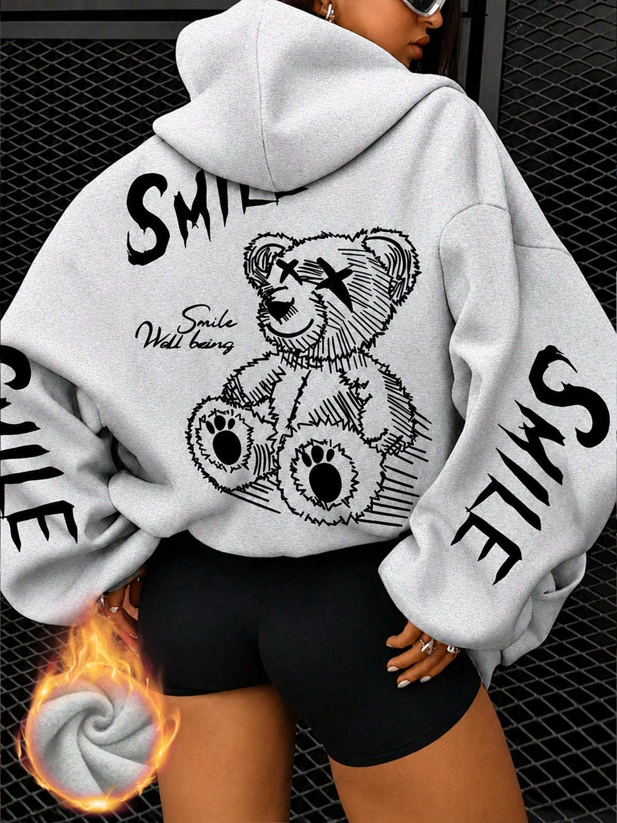 SXV Smile Printed Women's Hooded Fleece Sweatshirt
