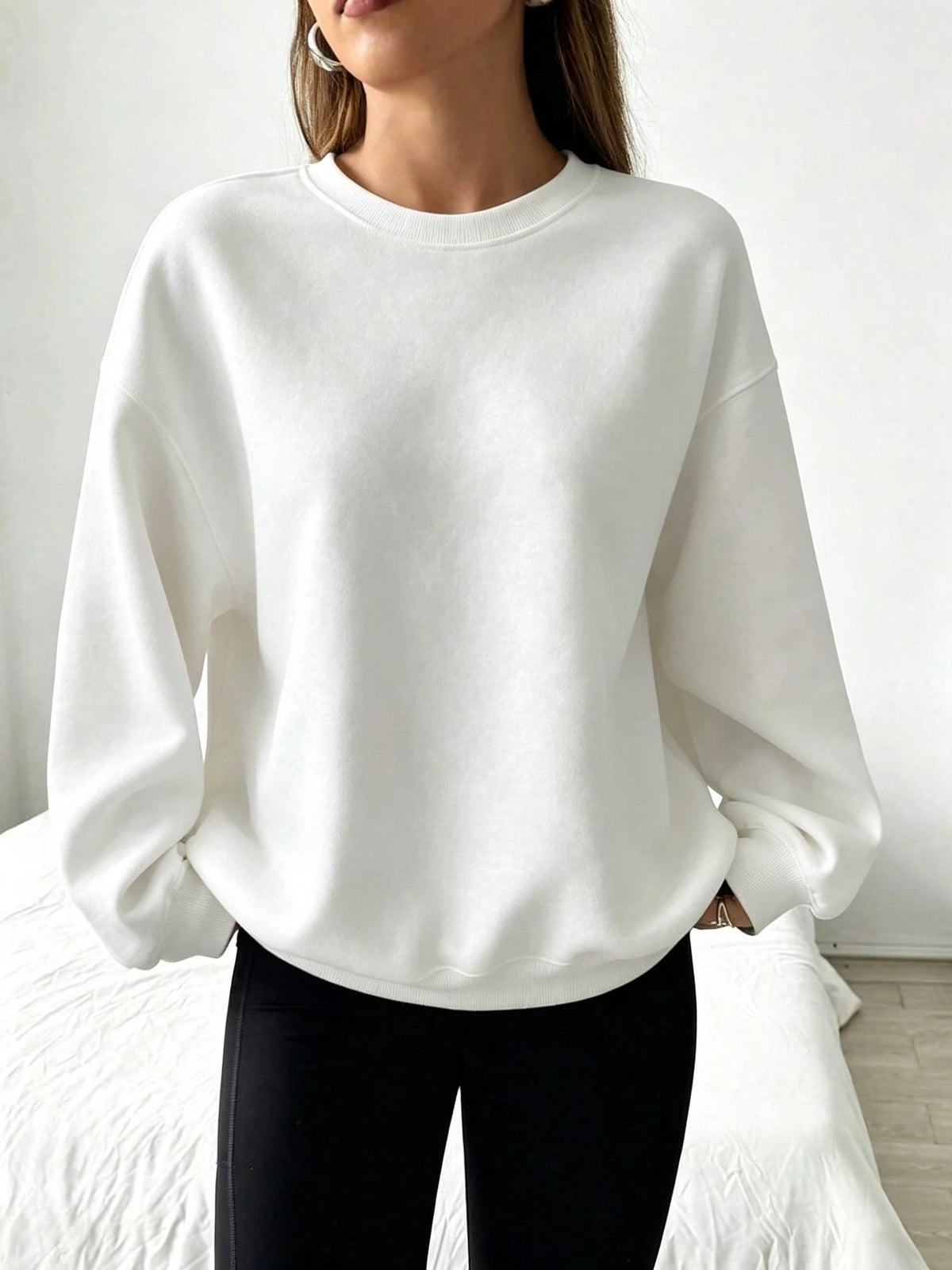 SXV Solid‑Color Crewneck Oversized Sweatshirt