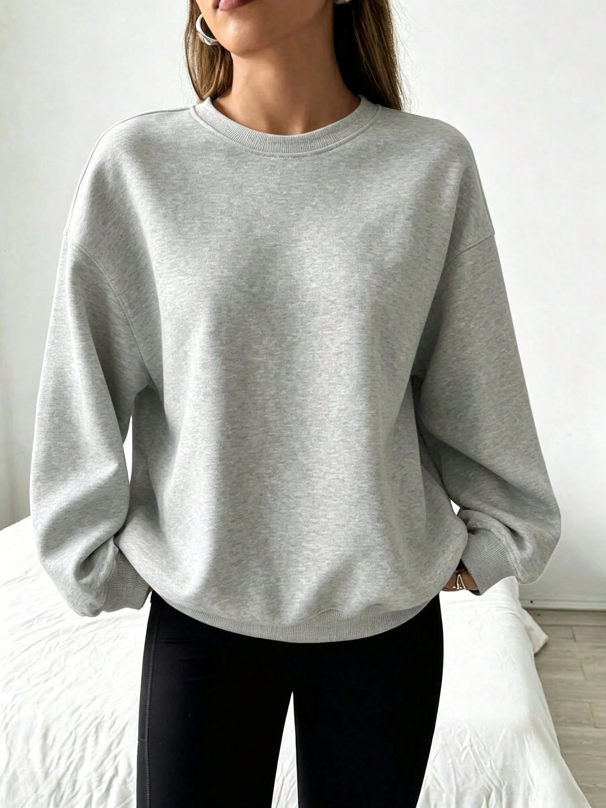 SXV Solid‑Color Crewneck Oversized Sweatshirt