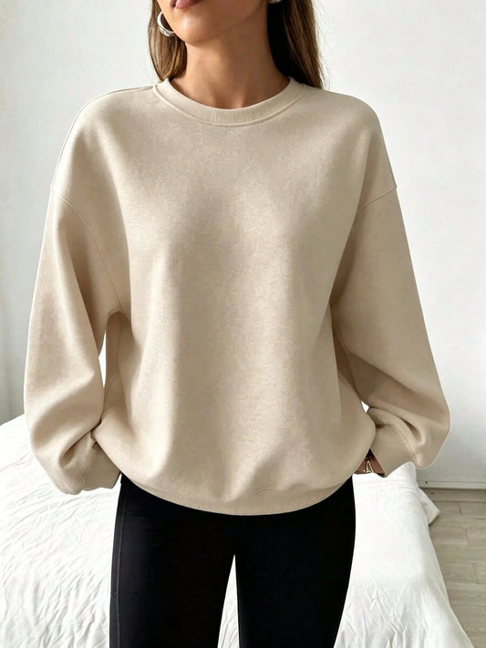 SXV Solid‑Color Crewneck Oversized Sweatshirt