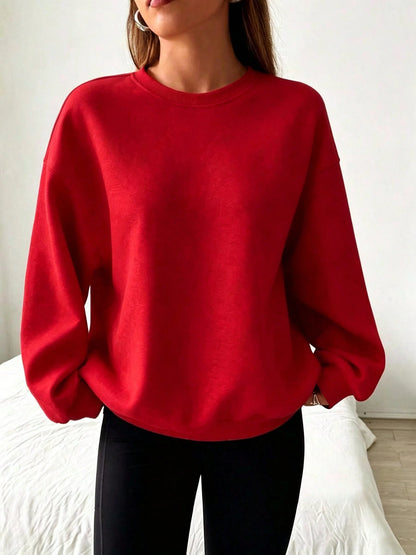 SXV Solid‑Color Crewneck Oversized Sweatshirt