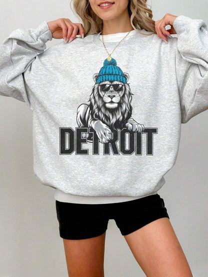 SXV Detroit Print Fleece Crew Neck Sweatshirt