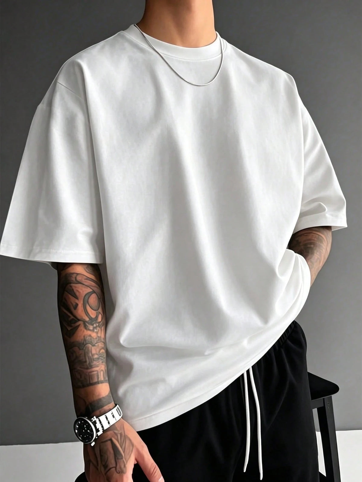 SXV Vintage David Statue Patchwork Back Print Short Sleeve T-Shirt