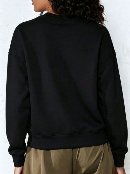 SXV HOWDY COWBOY Print Burgundy Crew Neck Short Pullover Sweatshirt