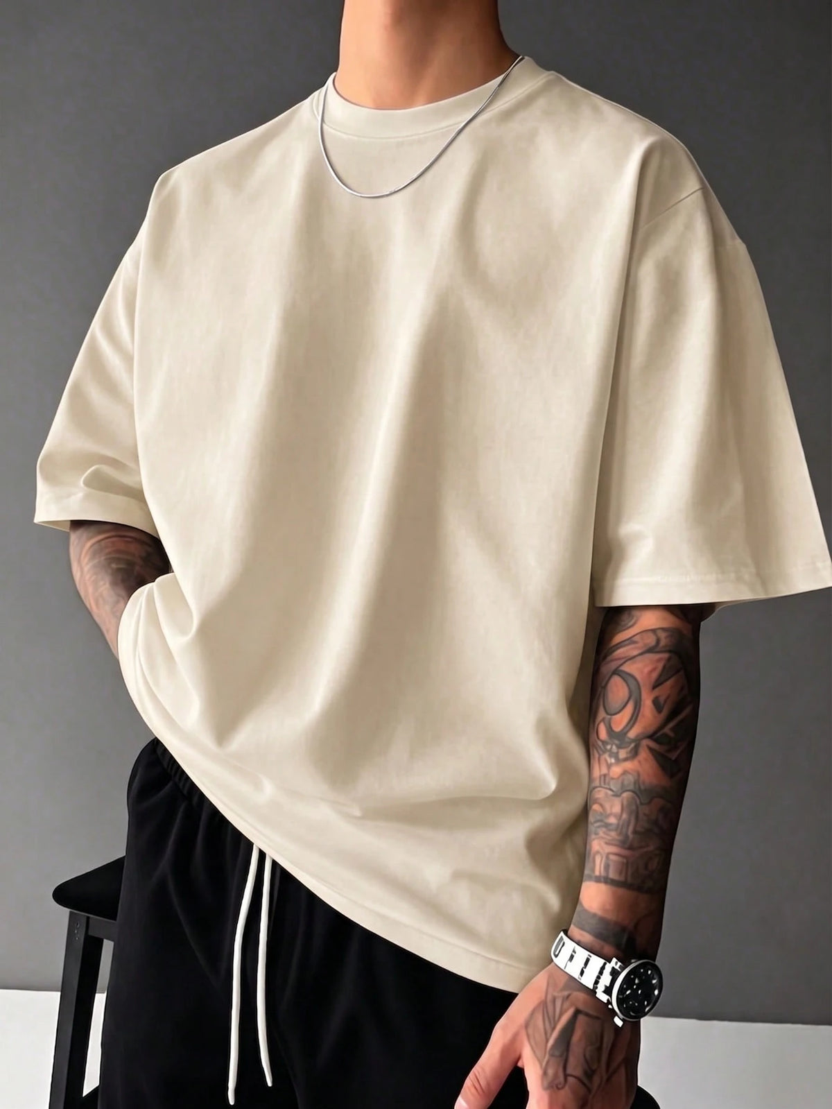 SXV Vintage David Statue Patchwork Back Print Short Sleeve T-Shirt