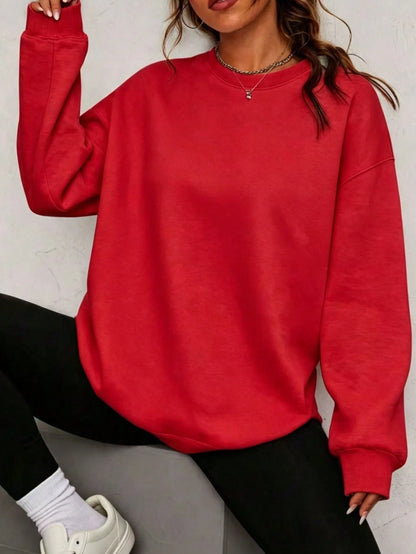 SXV Solid‑Color Crewneck Oversized Sweatshirt
