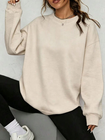 SXV Solid‑Color Crewneck Oversized Sweatshirt