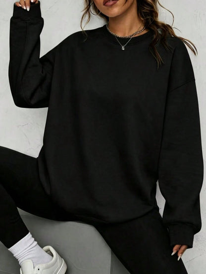 SXV Solid‑Color Crewneck Oversized Sweatshirt