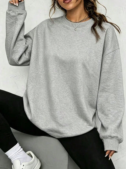 SXV Solid‑Color Crewneck Oversized Sweatshirt