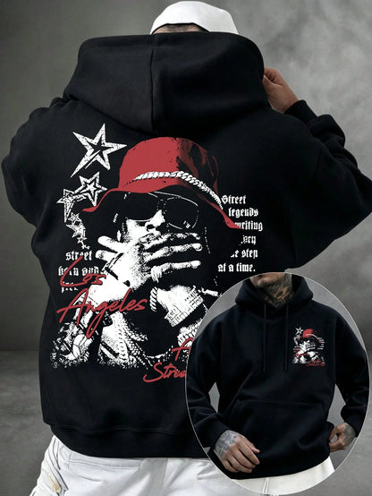 SXV LOS ANGELES Letter Print Pocket Hoodie