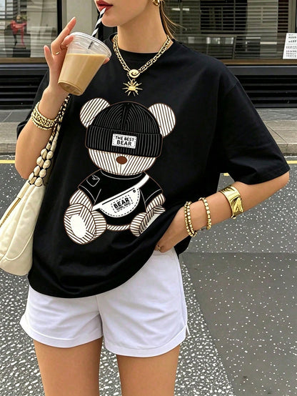 SXV Cute Bear Pattern T-Shirt, Japanese Style