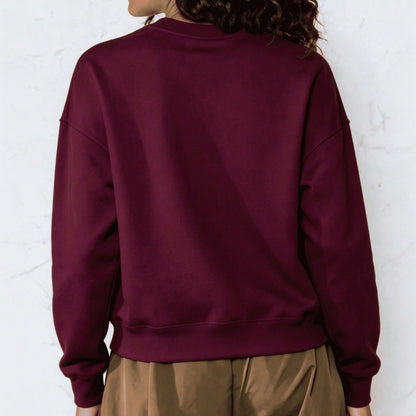 SXV HOWDY COWBOY Print Burgundy Crew Neck Short Pullover Sweatshirt