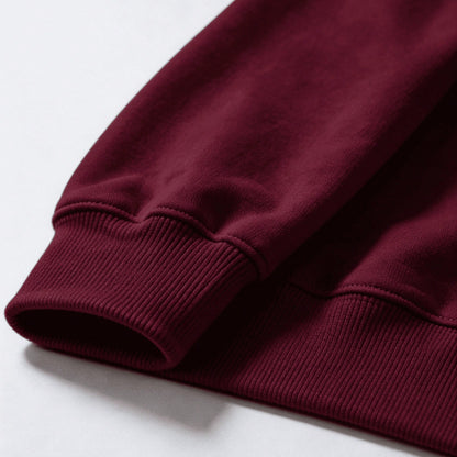 SXV HOWDY COWBOY Print Burgundy Crew Neck Short Pullover Sweatshirt