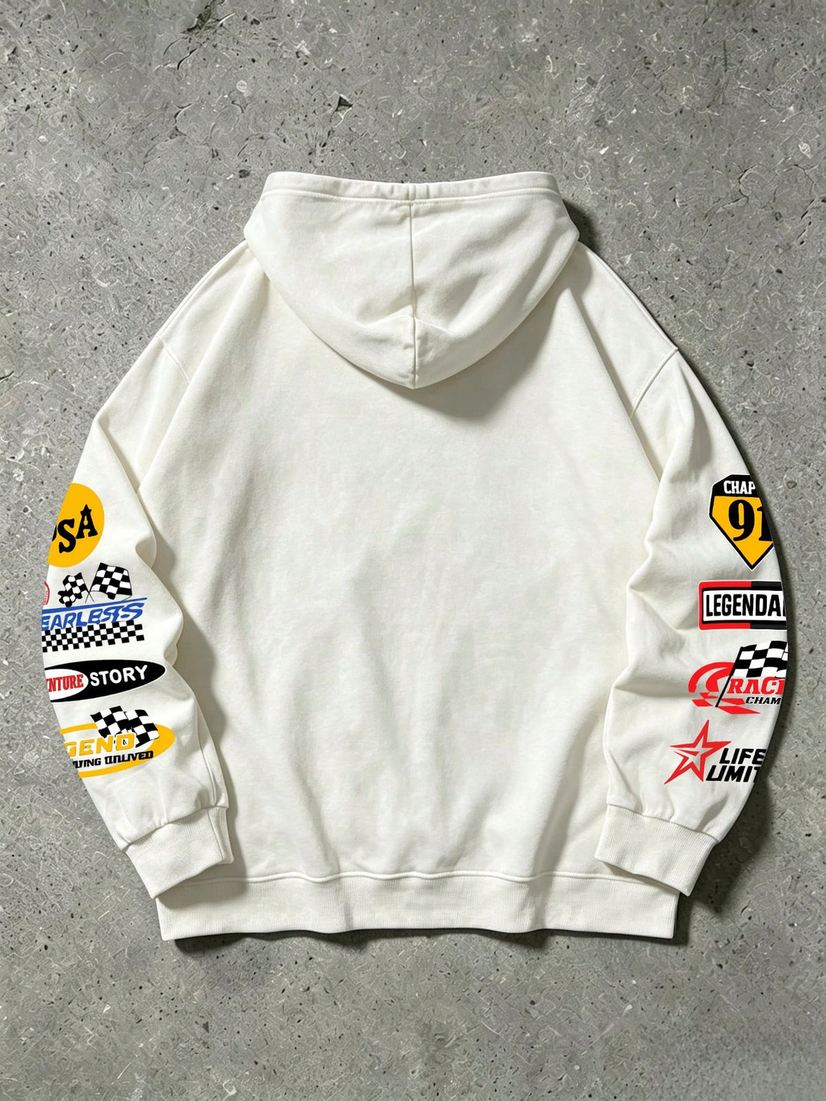 SXV no risk no story Letter Print Pocket Hoodie