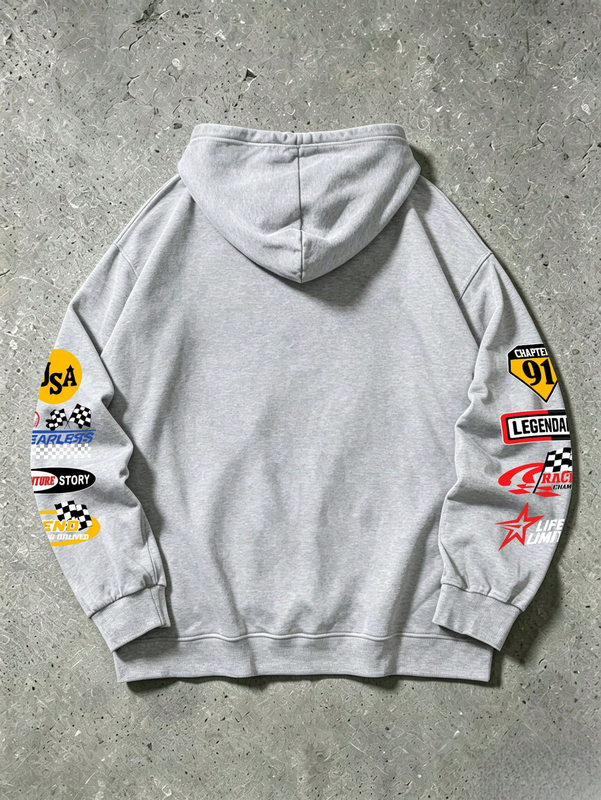 SXV no risk no story Letter Print Pocket Hoodie
