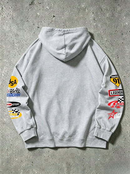SXV no risk no story Letter Print Pocket Hoodie