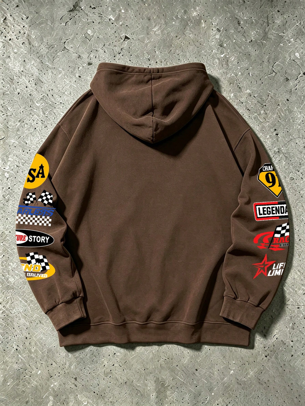 SXV no risk no story Letter Print Pocket Hoodie