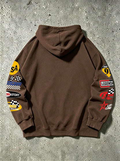 SXV no risk no story Letter Print Pocket Hoodie
