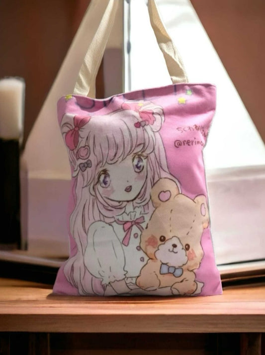 pink tote bag