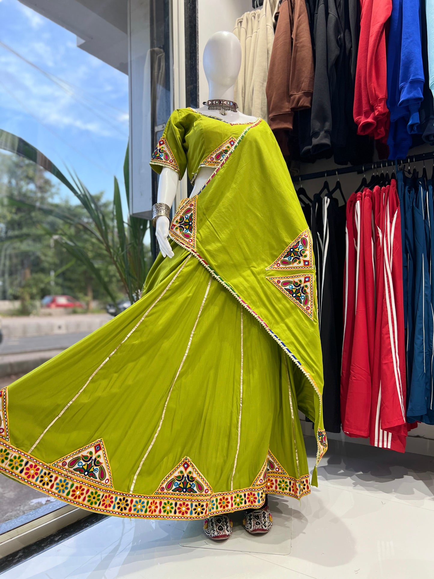 SXV parrot cotton embroidered chaniya choli for festive season (limited edition)