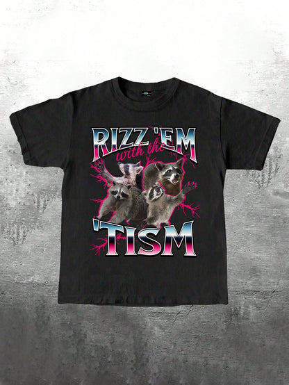 SXV 'Rizzem’ Printed Cool Aesthetic Oversized Baggy T-shirt