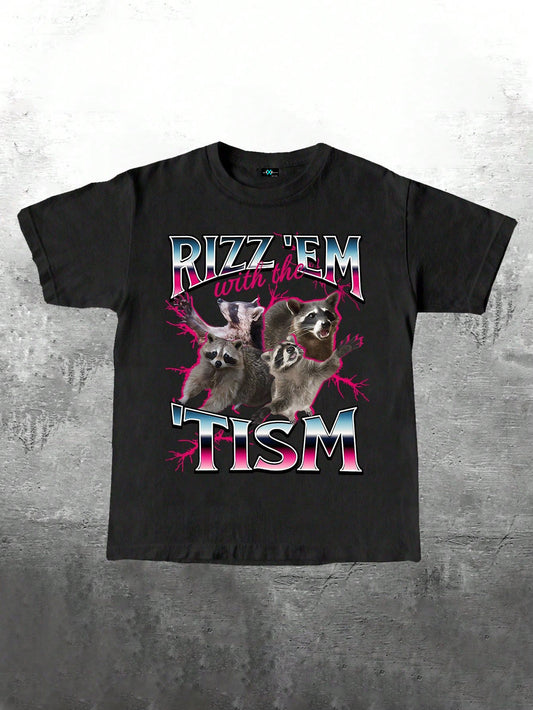 SXV 'Rizzem’ Printed Cool Aesthetic Oversized Baggy T-shirt