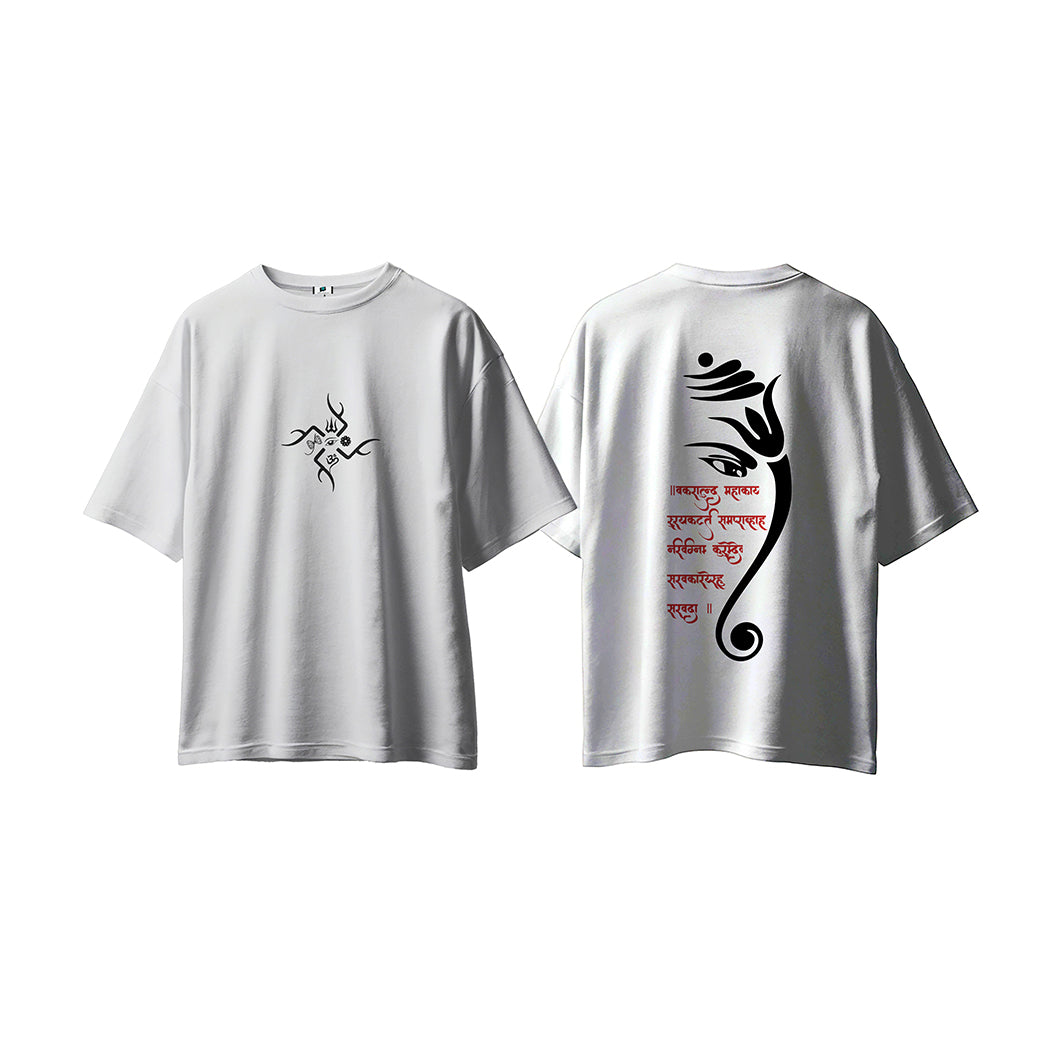 SXV  'Ganpati bapa’ Printed Cool Aesthetic Oversized Baggy T-shirt
