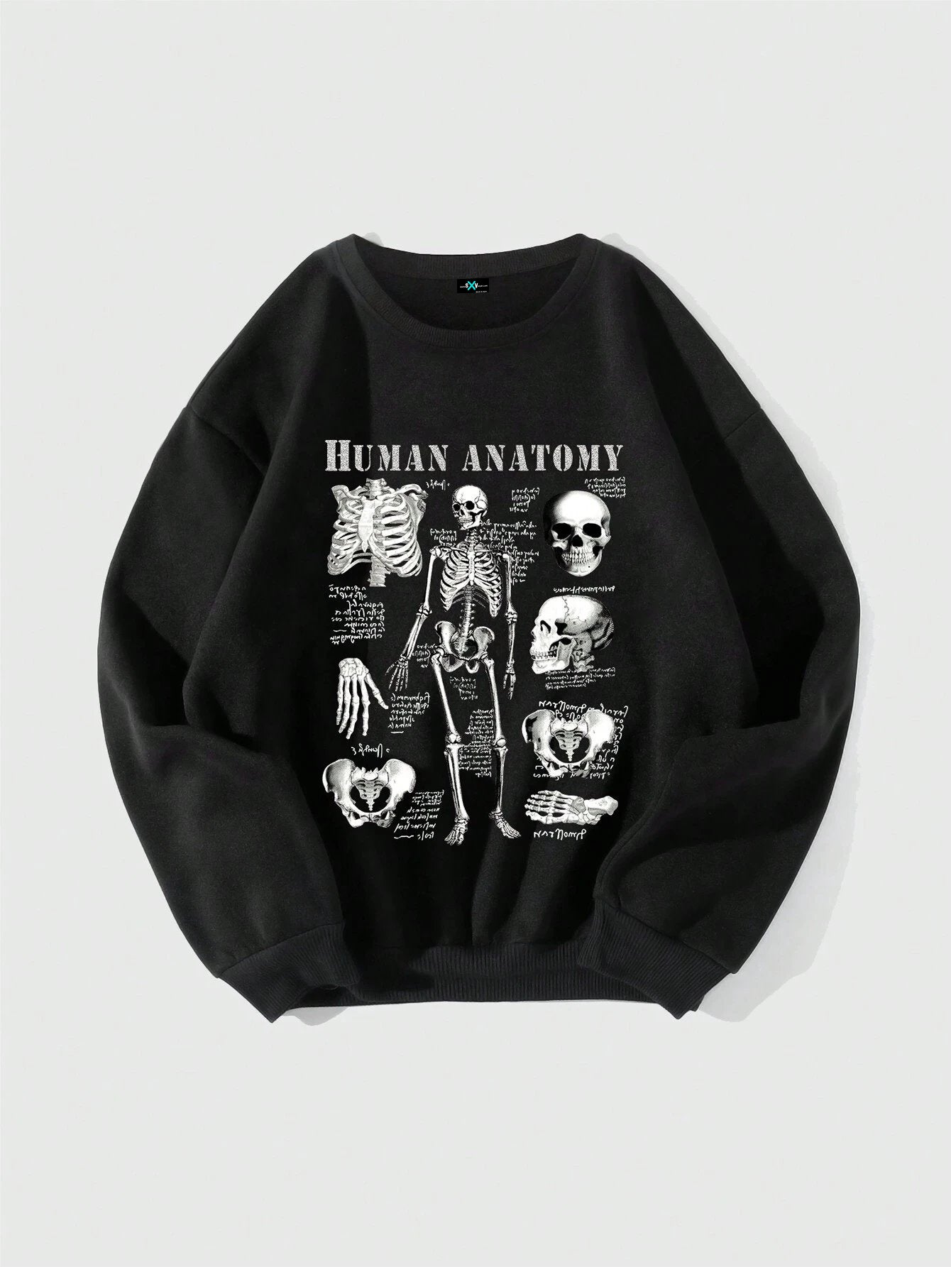 SXV 'human anatomy’ Printed Cool Aesthetic Drop Shoulder Oversized Baggy Sweatshirt (Copy)