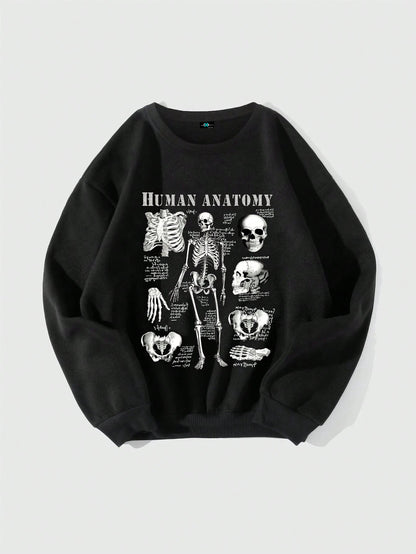 SXV 'human anatomy’ Printed Cool Aesthetic Drop Shoulder Oversized Baggy Sweatshirt (Copy)