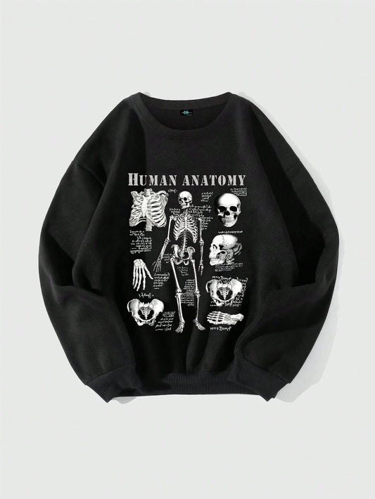 SXV 'human anatomy’ Printed Cool Aesthetic Drop Shoulder Oversized Baggy Sweatshirt (Copy)