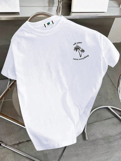SXV  'salt water cures everything’ Printed Cool Aesthetic Oversized Baggy T-shirt