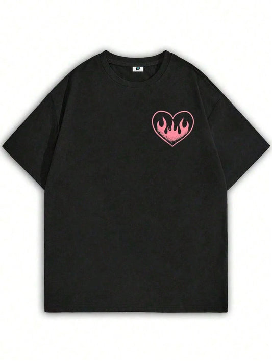 SXV Street Life Men's Vintage Character & Slogan Print T-Shirt For Summer Y2k Style, School