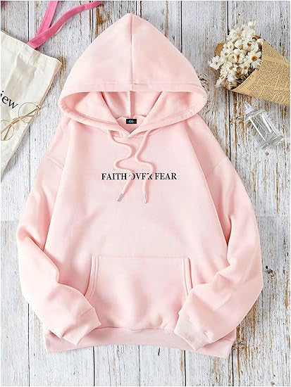 SXV 'FAITH OVER FEAR’ Printed Cool Aesthetic Sweatshirt Hoodie