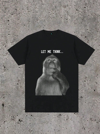 SXV 'LET ME THINK’ Printed Cool Aesthetic Oversized Baggy T-shirt