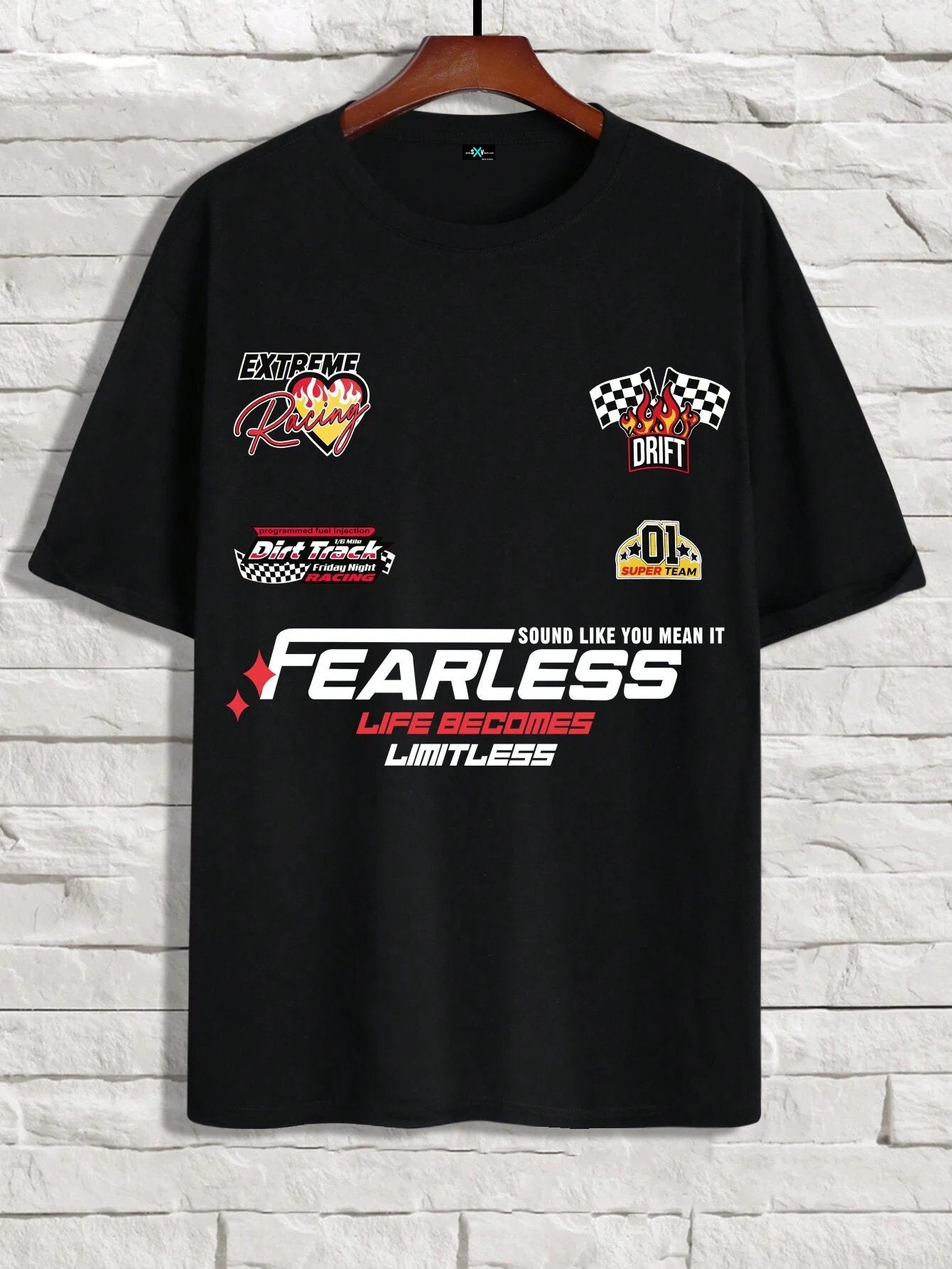 SXV 'FEARLESS LEGND’ Printed Cool Aesthetic Oversized Baggy T-shirt