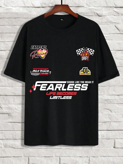 SXV 'FEARLESS LEGND’ Printed Cool Aesthetic Oversized Baggy T-shirt