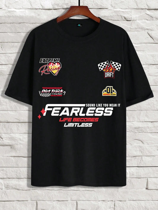 SXV 'FEARLESS LEGND’ Printed Cool Aesthetic Oversized Baggy T-shirt