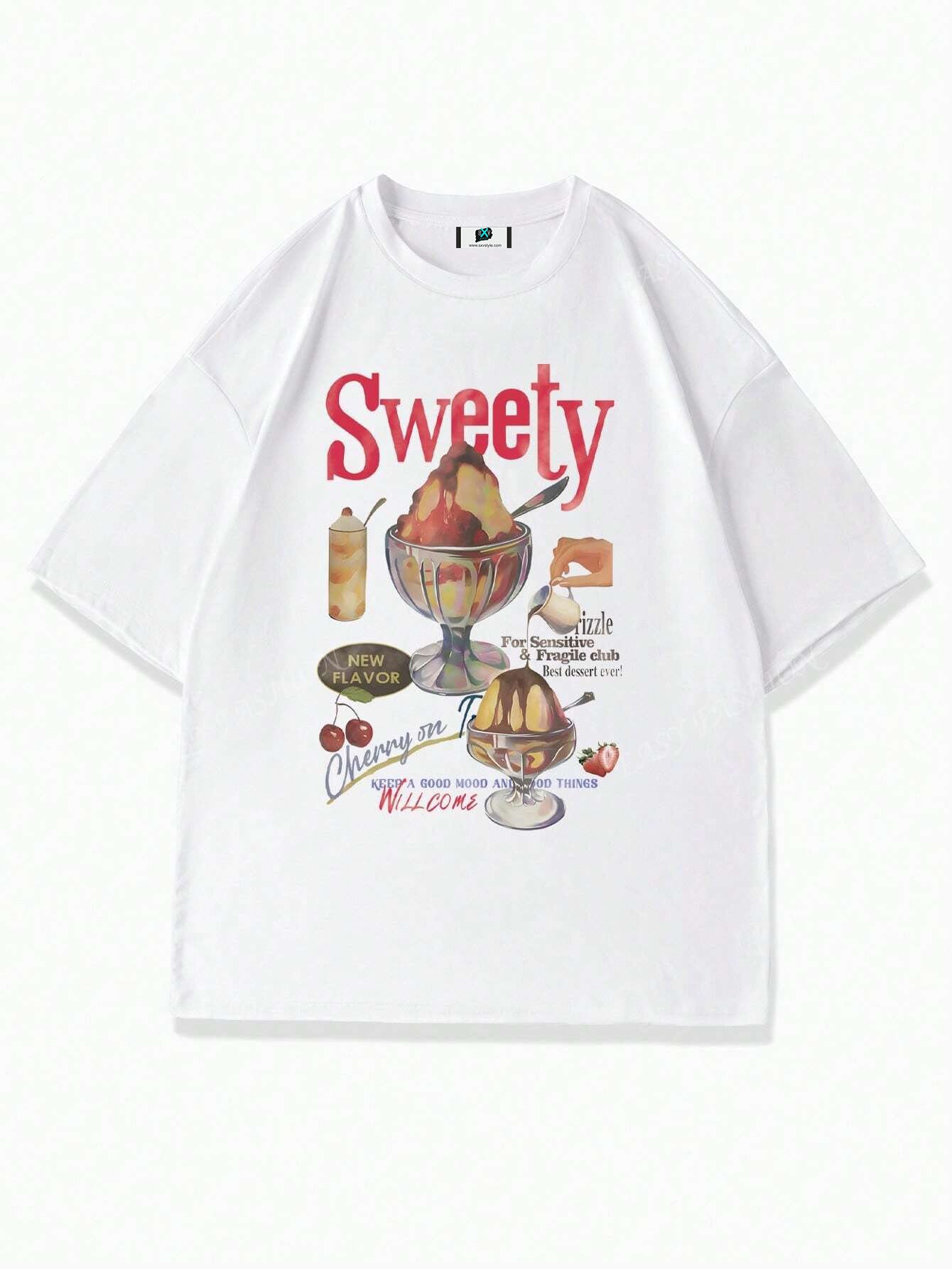 SXV  'Sweety’ Printed Cool Aesthetic Oversized Baggy T-shirt