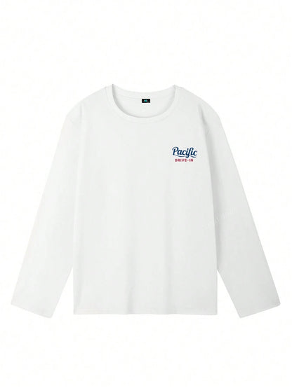 SXV Pacific drive in Women Casual Letter Print Crew Neck Oversized Cute Loose Long Sleeve T-Shirt Top, Autumn