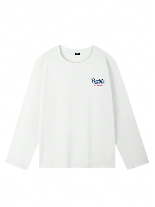 SXV Pacific drive in Women Casual Letter Print Crew Neck Oversized Cute Loose Long Sleeve T-Shirt Top, Autumn