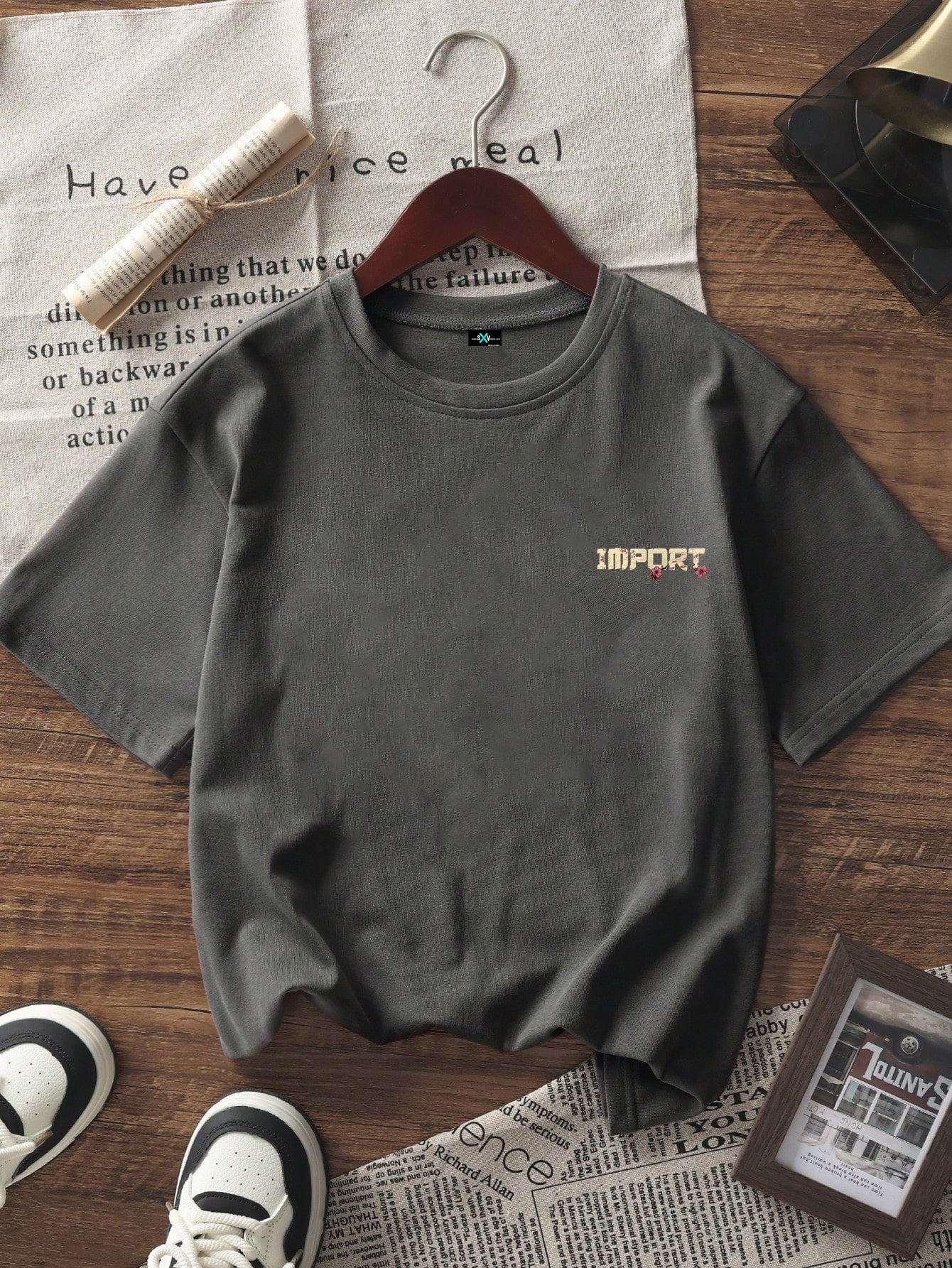 SXV Summer New Casual Chic Floral & Racing Car Graphic Print Round Neck Short Sleeve T-Shirt