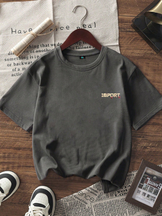 SXV Summer New Casual Chic Floral & Racing Car Graphic Print Round Neck Short Sleeve T-Shirt