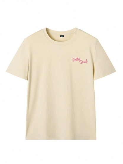 SXV Summer New Coconut Tree Print Casual Round Neck Short Sleeve T-Shirt