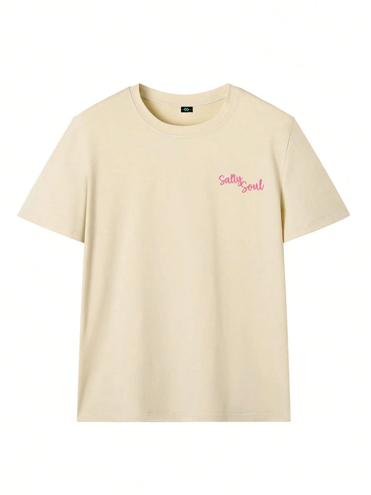 SXV Summer New Coconut Tree Print Casual Round Neck Short Sleeve T-Shirt