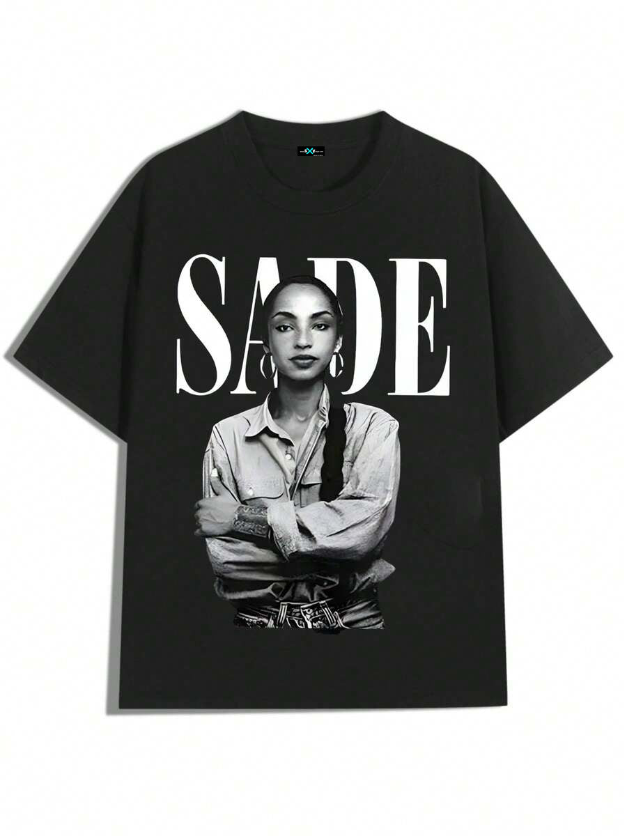 SXV Sade Portrait Design,Casual Print,Comfortable And Versatile,Pure Cotton 220g Printed T-Shirt,Unisex Style