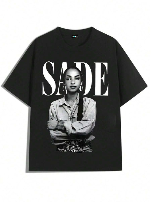 SXV Sade Portrait Design,Casual Print,Comfortable And Versatile,Pure Cotton 220g Printed T-Shirt,Unisex Style