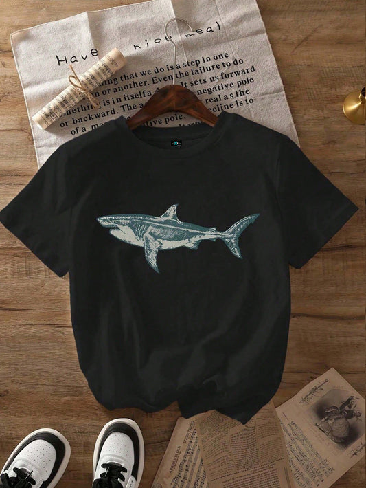 SXV 'great white shark’ Printed Cool Aesthetic Oversized Baggy T-shirt