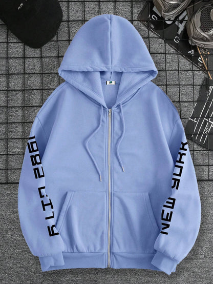 SXV Speed Up Car Graphic Print Thermal Lined Hoodie Sweatshirt, Fashion Streetwear