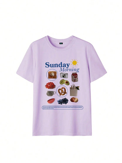 SXV T-Shirt With Sunday Morning Slogan Graphic